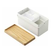 Boîte à couture en acier et bois blanche Tower - Yamazaki