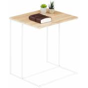 Bout de canapé vitorio table d'appoint table à café de salon design rétro vintage, cadre en métal blanc et plateau mdf chêne sonoma - Chêne