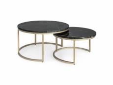 Bubble - set de 2 tables rondes en acier et marbre
