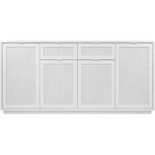 Caesaroo - Buffet 180x40 cm blanc mat avec quatre portes
