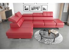 Canapé d'angle en cuir emporio 300 x 225 cm en plusieurs couleurs - couleur: rouge - angle: gauche Azura-44759_20361