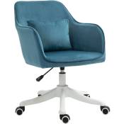 Chaise de bureau velours fauteuil bureau massant coussin lombaire intégré hauteur réglable pivotante 360° bleu - Bleu