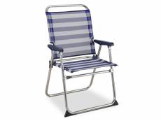 Chaise de plage pliante solenny marinera avec dossier bleu et blanc