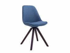 Chaise de salle à manger troyes pivotante en tissu piètement carré , bleu/bois de chêne noyer