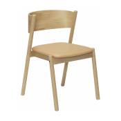 Chaise en chêne naturel et cuir beige Oblique - Hübsch