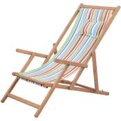 Chaise pliable de plage Tissu et cadre en bois Multicolore