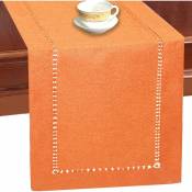Chemin de Table en Couleur Unie travaillé à la Main, écharpe de Toilette, décoration de Table, 33 x 183 cm (Orange)
