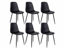 Dyvik - lot de 6 chaises simili noir et piétement acier noir