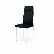 Fashion Commerce - Lot de 4 chaises en simili cuir noir avec structure en métal chromé - Bicolore