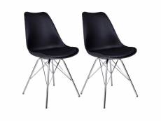 Haga - lot de 2 chaises noires avec piétement chromé
