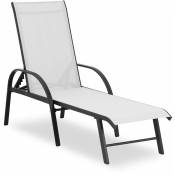 Helloshop26 - Chaise longue de jardin structure en aluminium dossier réglable gris pâle - Gris