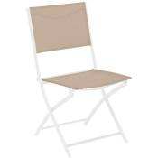 Hesperide - Lot de 4 chaises de jardin pliantes Modula lin & blanc en acier traité époxy - Hespéride - Lin / tonka