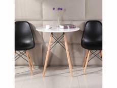Hombuy® ensemble de table scandinave ronde blanche et 4 chaises noires style eiffel pour salle à manger, cuisine, salon, bureau