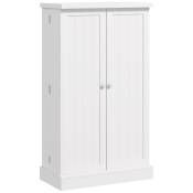 HOMCOM Armoire meuble de cuisine garde-manger 2 portes avec 5 étagères et 12 étagères - dim. 60L x 30l x 104H cm - blanc