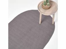 Homescapes tapis ovale tissé à plat en coton gris, 90 x 150 cm RU1332E