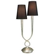 Inspired Mantra - Paola - Lampe de table 2 lumières E14, argent peint avec abat-jour noir