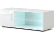 KORA Meuble TV contemporain avec éclairage LED laqué blanc - L 100 cm