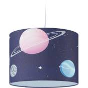 Lampe à suspension, chambre d'enfant, abat-jour motif planètes, HxD : 140x35 cm, E27, luminaire, multicolore - Relaxdays