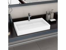 Lavabo à poser lavabo vasque salle de bain | 80x46x11 cm fonte minérale/marbre blanc