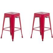Lot 2 Chaises Tabourets de Bar Industriels en Acier Rouge 60 cm Empilables et Pratiques pour Cuisine ou Salle à Manger au Design Moderne Beliani Rouge