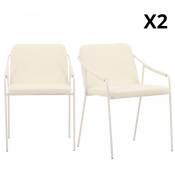 Lot de 2 chaises tendance en simili blanc