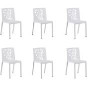 Lot de 6 chaises de jardin empilables en résine coloris blanc - Longueur 48 x Profondeur 54 x Hauteur 81 cm Pegane