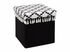 Minecraft - pouf-coffre pliable noir motif géométrique