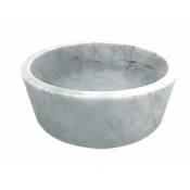 Ondyna - Vasque à poser en pierre ronde blanc marbré