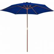 Parasol d'extérieur avec mât en bois Bleu 270 cm - Bleu