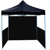 Primematik - Tonnelle pliante tente noir 300x300cm avec des tissus latéraux