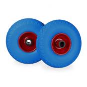 Roue de brouette, caoutchouc, 3.00-4, 2x roue de rechange, pour axe de 25 mm, 260x85 mm, bleu-rouge - Relaxdays