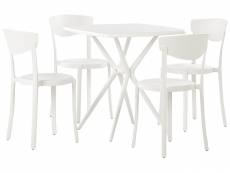 Salon de jardin table et 4 chaises blanc