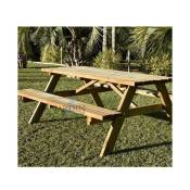 Suinga - table de pique-nique extérieure en bois 177x152x71