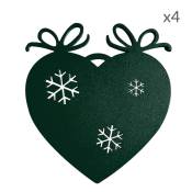 Suspensions de Noël forme cœur en aluminium vert