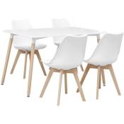 Sweeek - Table à manger rectangulaire bois 120cm blanc - Hedvig - 4 chaises. 4 places. scandinave. pieds bois - Blanc