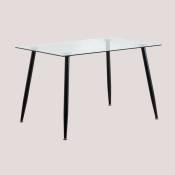 Table à Manger Rectangulaire en Acier et Verre (120x80 cm) Lahs Style Sklum Noir - Noir