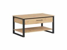 Table basse 1 tiroir loft bois et noir