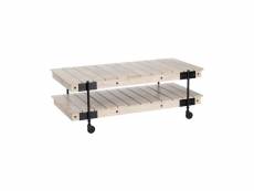 Table basse bois massif avec roulettes 130cm axton 699