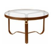 Table basse circulaire cuir marron 70 cm Adnet - Gubi
