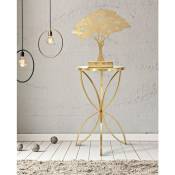 Table basse ronde élégante, structure en métal doré, avec plateau en verre miroir, couleur or, Mesures 35 x 60 x 35 cm, avec emballage renforcé