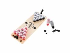 Table de mini beer pong - beercup ace - 25 gobelets noirs et rouges + 3 lanceurs de balles + 3 balles inclus