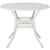 Table de Repas Jardin Ronde 90 cm en Aluminium Aspect Vieilli Blanc Ancona - Blanc