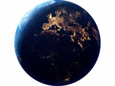 Tableau sur verre synthétique la terre de nuit rond 65 cm 631691