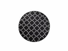 Tapis de salle de bain rond ornamel ø100cm motif géométrique noir