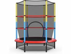 Trampoline pour enfants 140 cm avec filet de sécurité tapis de saut cordons elastiques structure en acier charge max 50 kg