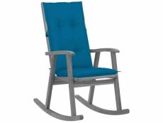 Vidaxl chaise à bascule avec coussins gris bois d'acacia massif