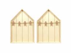 2 étagères maison en bois avec pinces à linge 19 x 28 cm 101381-2