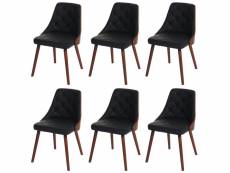 6x chaise de salle à manger osijek, fauteuil, aspect noix, bois cintré ~ similicuir, noir