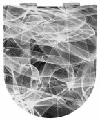 Abattant Double OLFA Descente Assistée Fumée Blanche - Lines Brillant - 42 à 47 cm X 36,5 cm