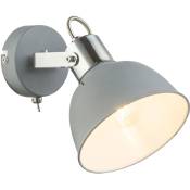 Applique spot lampe interrupteur salon chrome éclairage intérieur gris métal, spot mobile, 1x E14 max.25W, H 14 cm